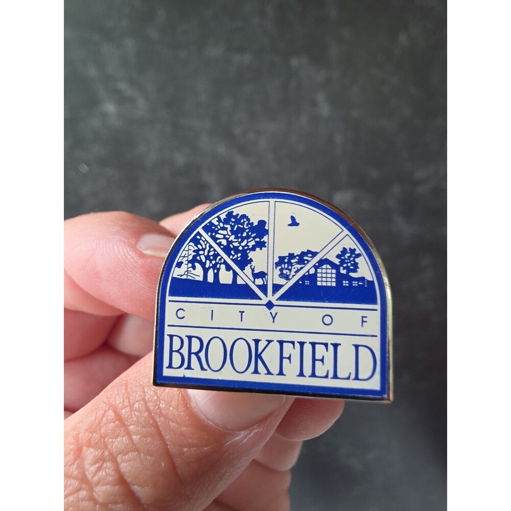 City Of Brookfield Blue And Silver Tone Metal Pin